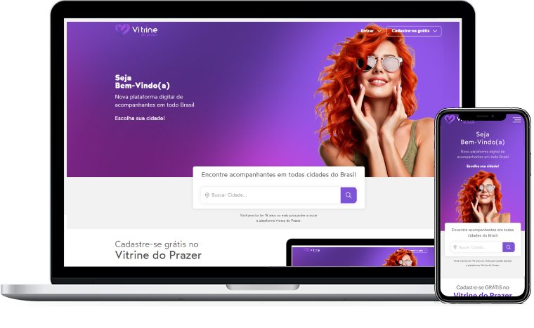 Notebook e dispositivo móvel exibindo o website.