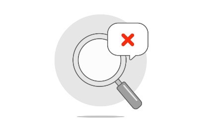 Lupa com sinal negativo.